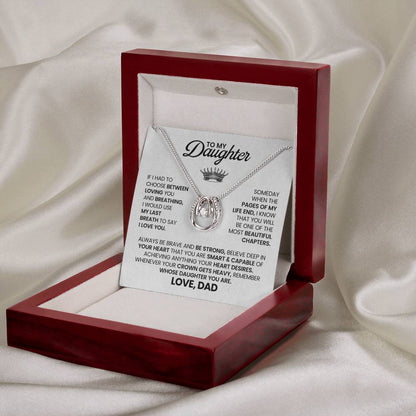 To My Daughter Necklace - Best Proud Dad Jewelry Gift for Daughter’s Special Days & Celebrations - Lucky In Love Necklace - Personalize Memories