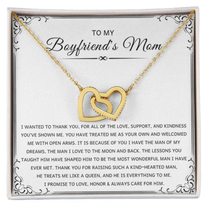 Sentimental Gift for Boyfriend's Mom - I wanted to thank you - Interlocking Hearts Necklace - Personalize Memories