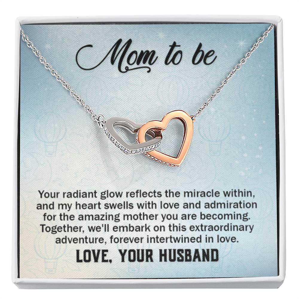 To a wonderful first time Mom - New Mom Gift - Interlocking Hearts Necklace - Personalize Memories