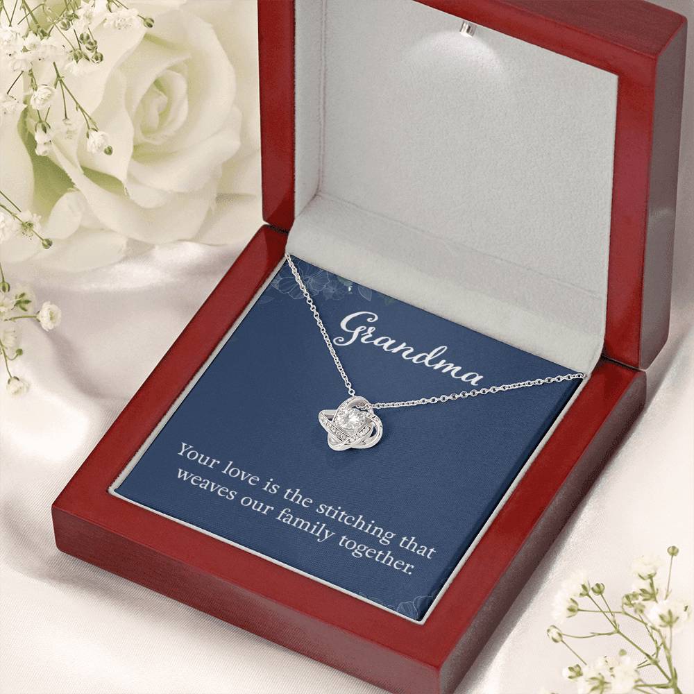 Grandma - Your love is the stitching - Gift for Grandmother Grandma - Love Knot Necklace - Personalize Memories