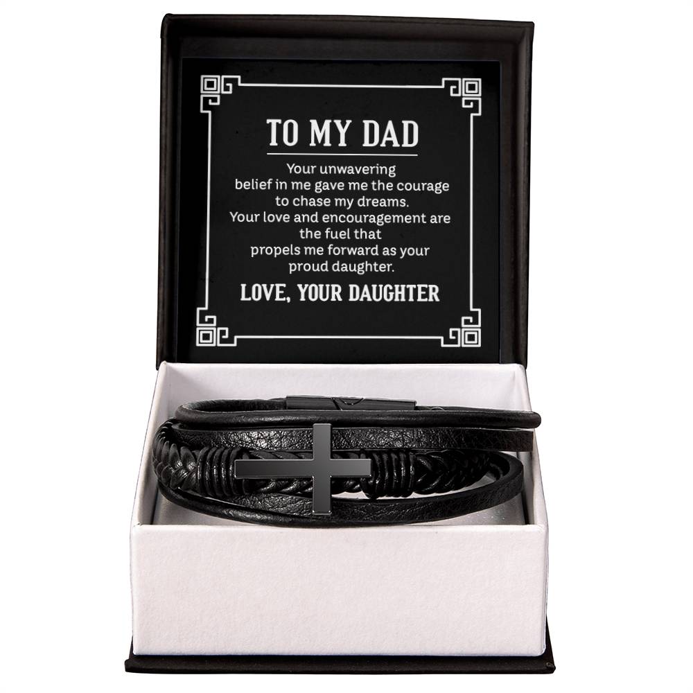 To My Dad Bracelet - Gift for Dad from Daughter - Men's Cross Bracelet - Personalize Memories