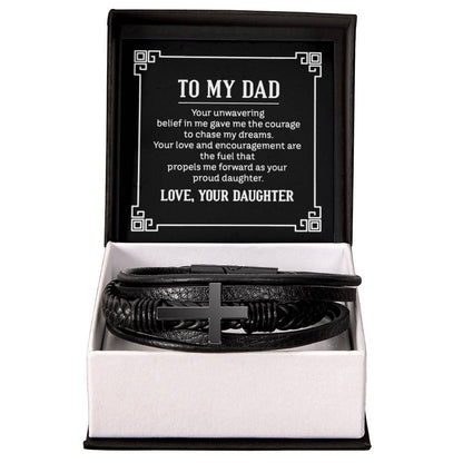 To My Dad Bracelet - Gift for Dad from Daughter - Men's Cross Bracelet - Personalize Memories