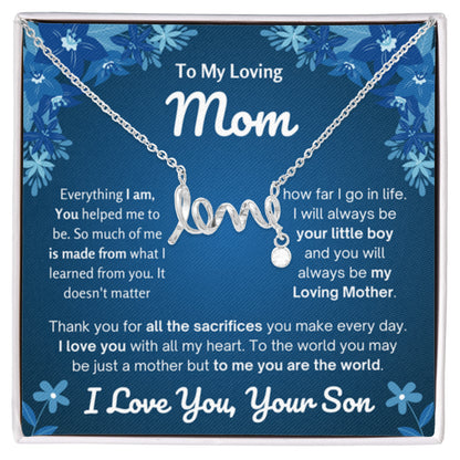 To My Loving Mom Gift from Son - Scripted Love Necklace - Personalize Memories