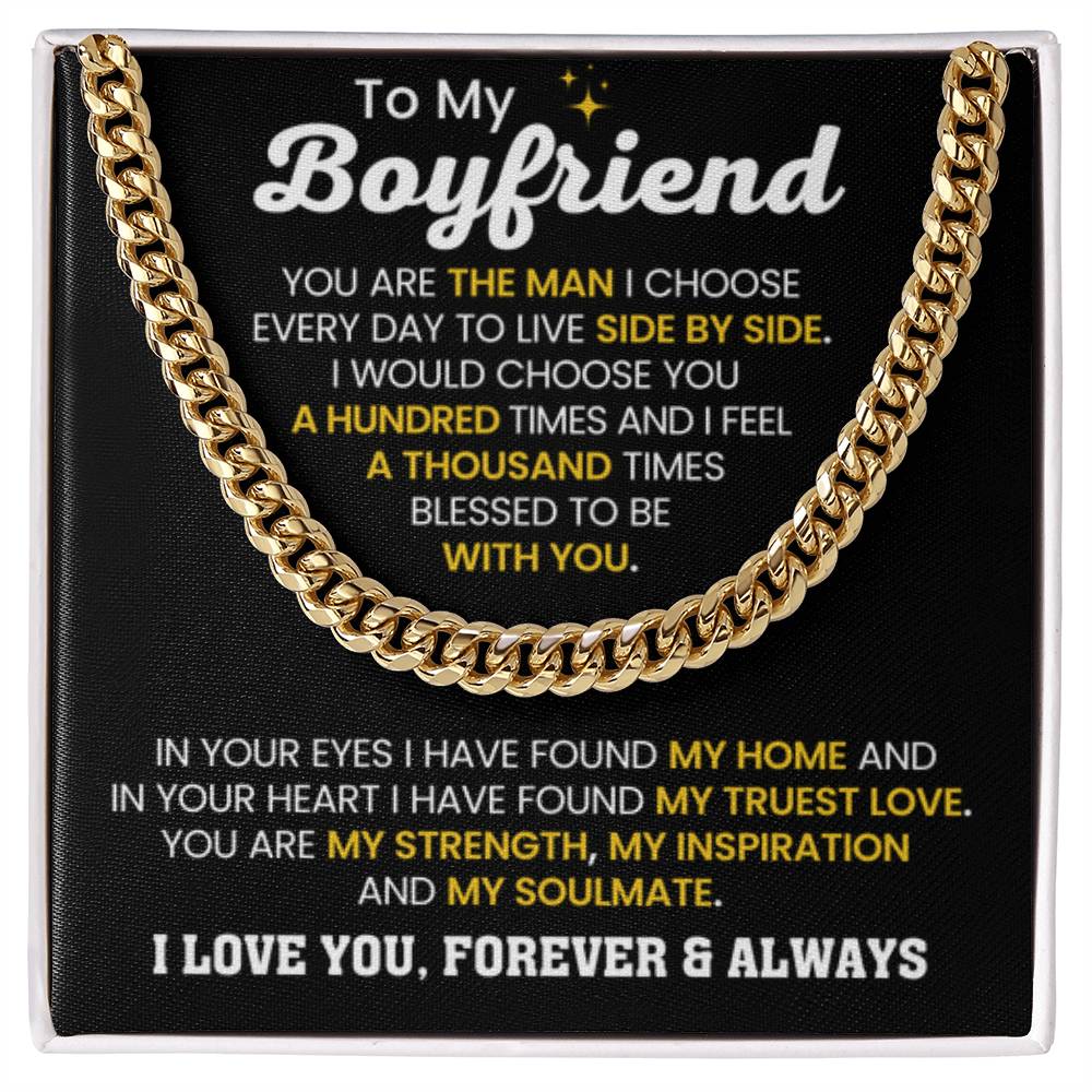 Boyfriend Jewelry Gift from Girlfriend - Cuban Link Chain - Anniversary & Valentine's Day Gift - Personalize Memories