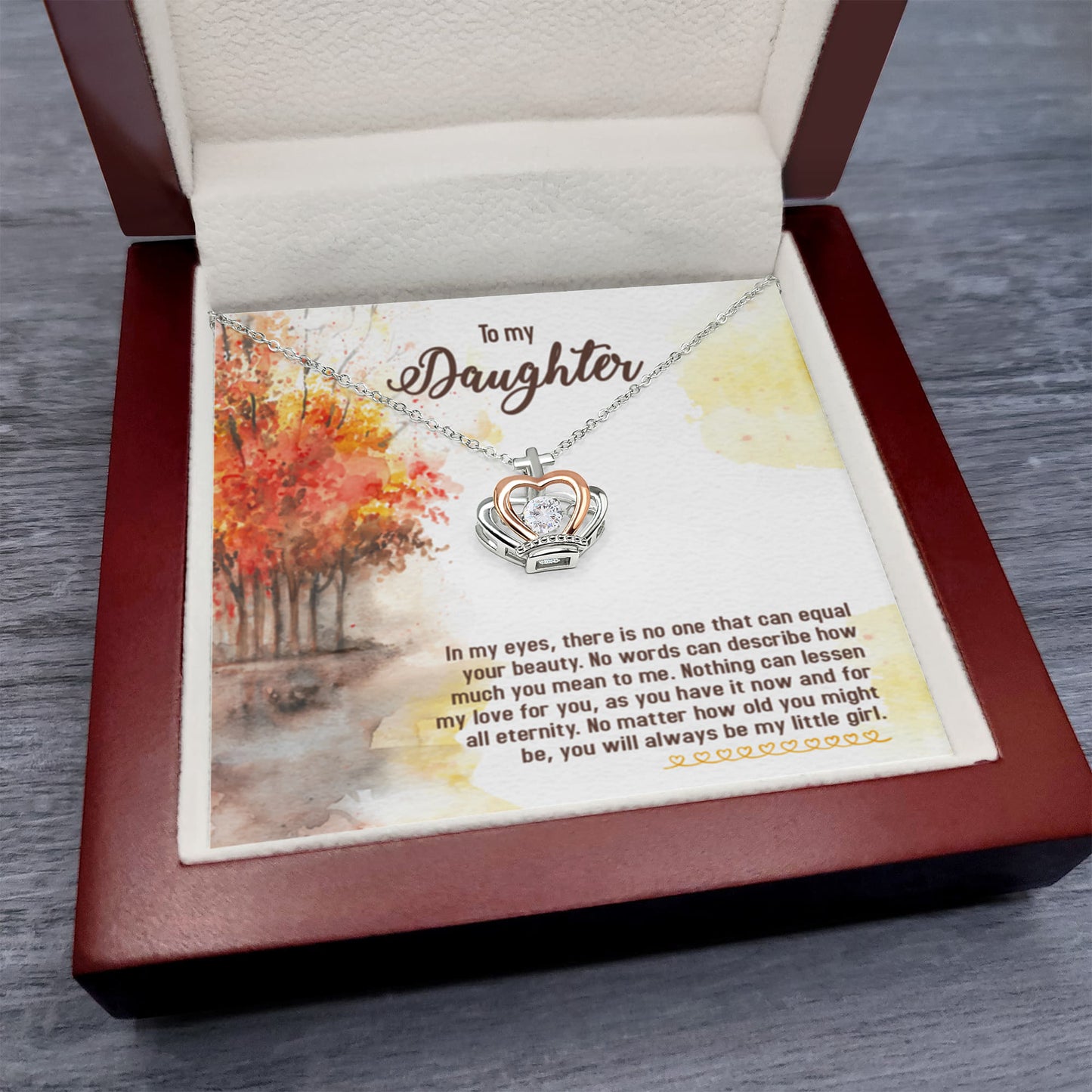 To My Daughter Necklace – Daughter Birthday & Graduation Jewelry Surprise – Crown Pendant Necklace - Personalize Memories