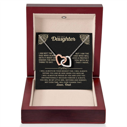To My Daughter Necklace - Father to Daughter Gift for Graduation, Birthday & Big Life Moments - Interlocking Hearts Necklace - Personalize Memories