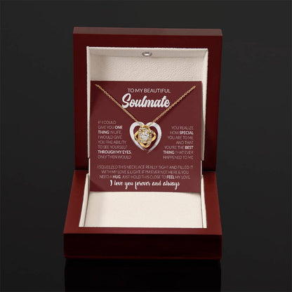 To My Beautiful Soulmate - I Love You Forever & Always - Love Knot Necklace - Personalize Memories