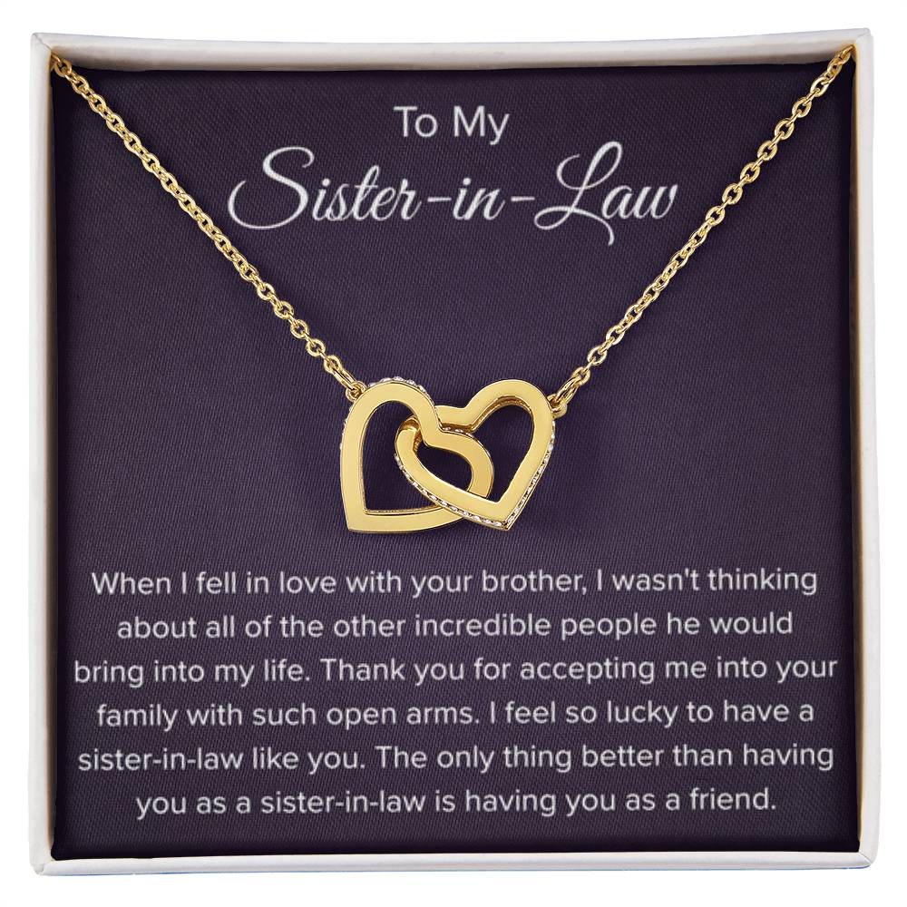 To My Sister In Law - Thank You for Accepting Me - Interlocking Hearts Necklace - Personalize Memories