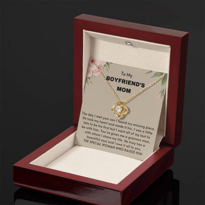 To My Boyfriend's Mom - The day I met your son I found my missing piece - Love Knot Necklace - Personalize Memories