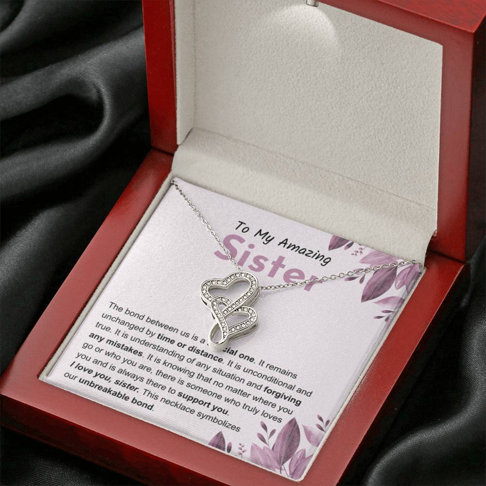 Sentimental Gift for Sister - The bond between us is a special one - Heart-to-heart Pendant Necklace - Personalize Memories