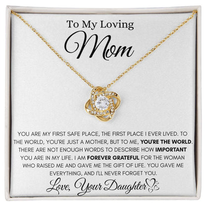 To My Loving Mom - You're The World - Love Knot Necklace Gift from Daughter - Personalize Memories