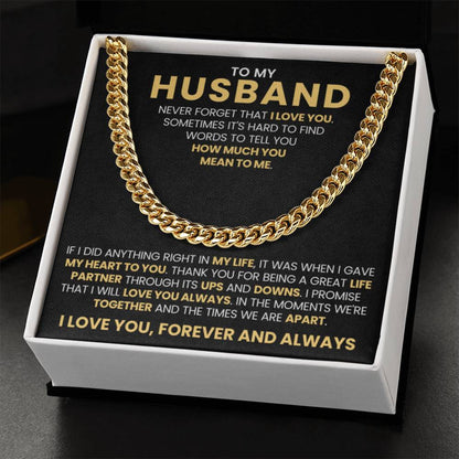 To My Husband - Never Forget That I Love You - Cuban Link Chain Gift from Wife to Husband - Personalize Memories
