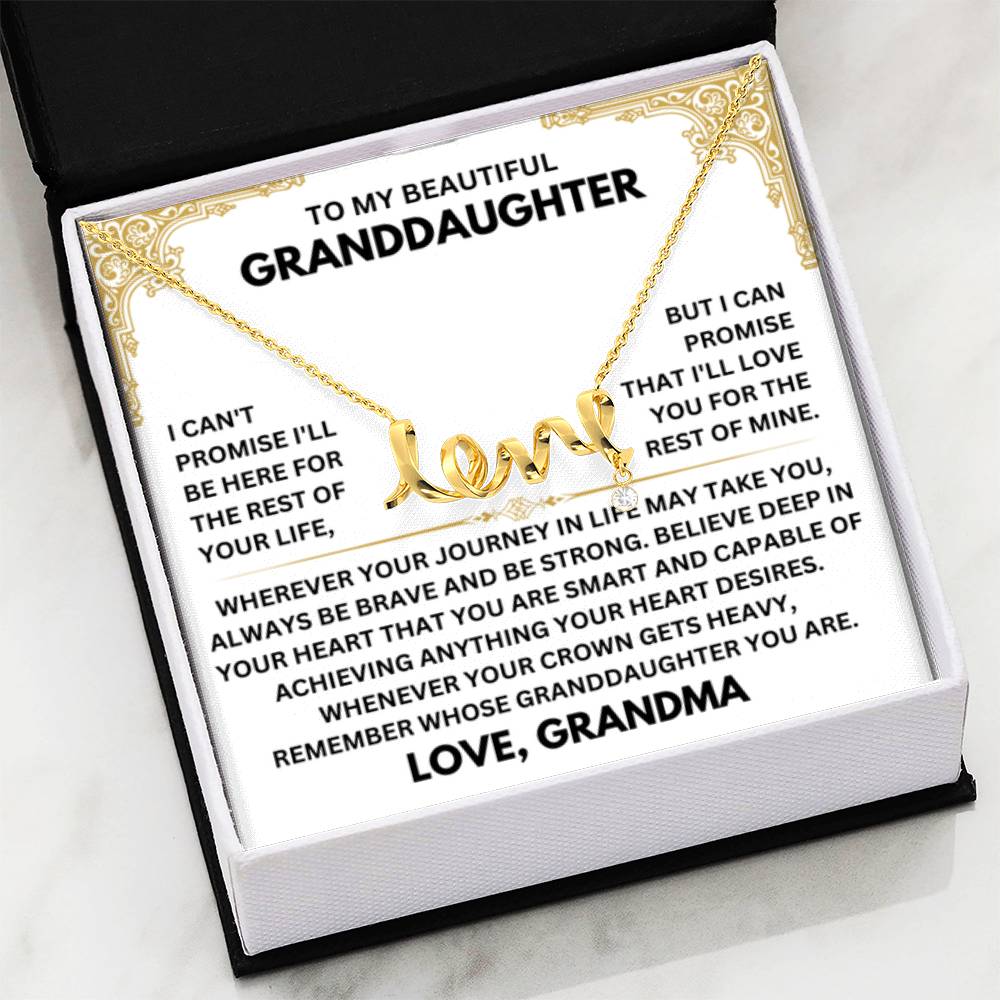 To My Granddaughter Necklace – Grandma Gift for Granddaughter Christmas Graduation – Scripted Love Necklace - Personalize Memories