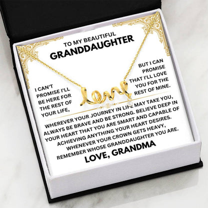 To My Granddaughter Necklace – Grandma Gift for Granddaughter Christmas Graduation – Scripted Love Necklace - Personalize Memories