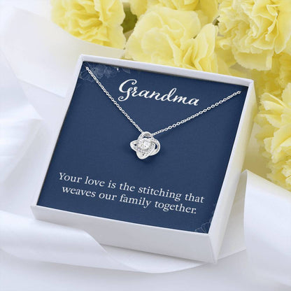 Grandma - Your love is the stitching - Gift for Grandmother Grandma - Love Knot Necklace - Personalize Memories