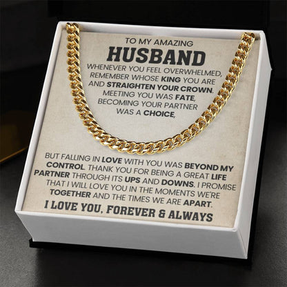 Cuban Link Chain for Him - Husband Birthday & Anniversary Gift from Wife - Personalize Memories