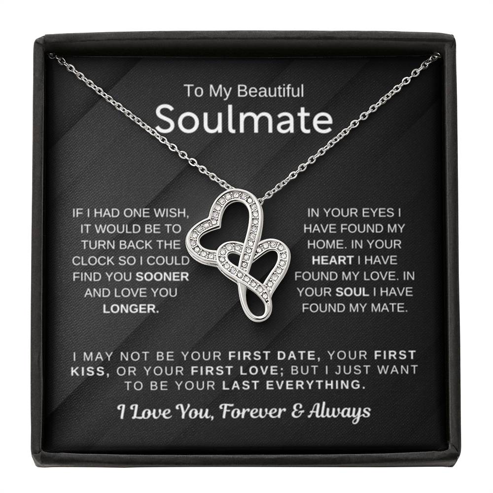 To My Soulmate Necklace - Romantic Gift for Her for Christmas & Love Celebrations - Heart-to-heart Pendant Necklace - Personalize Memories