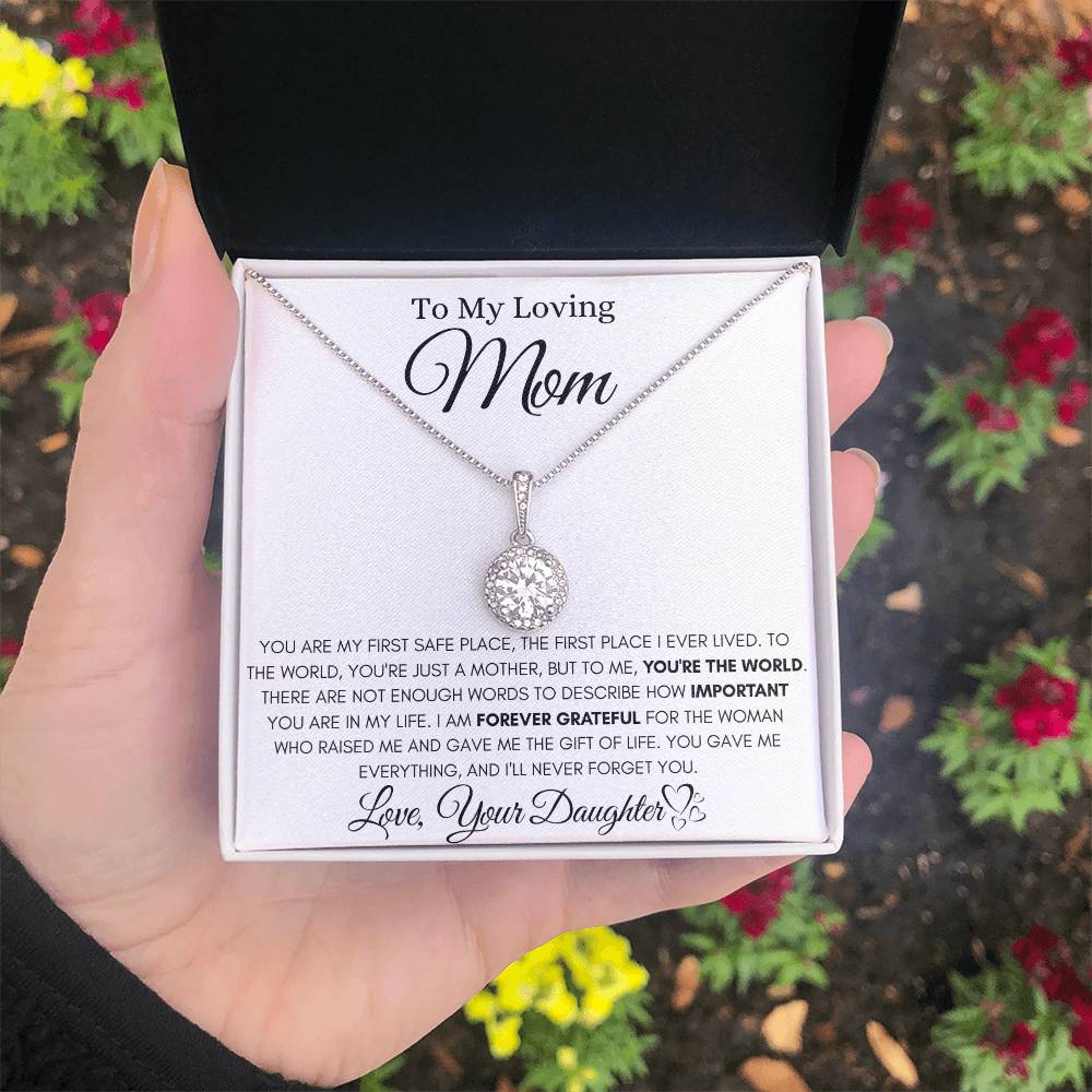 To My Loving Mom - You're The World - Eternal Love Necklace Gift from Daughter - Personalize Memories