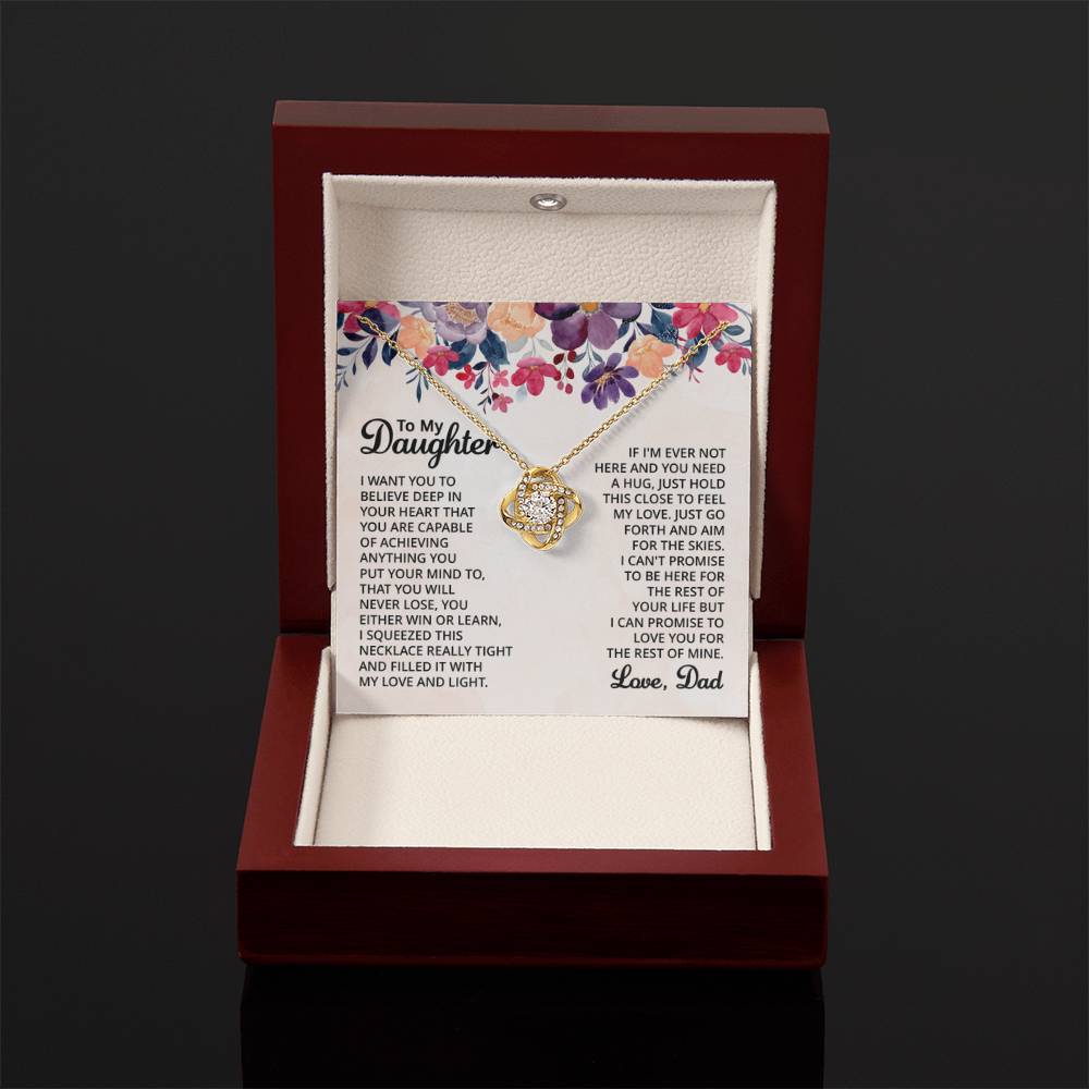To My Daughter Necklace Gift from Dad for Birthday, Graduation, Christmas & Valentine's Day - Love Knot Necklace - Personalize Memories