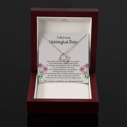 To My Amazing Unbiological Sister - The bond between us is a special one - Love Knot Necklace - Personalize Memories