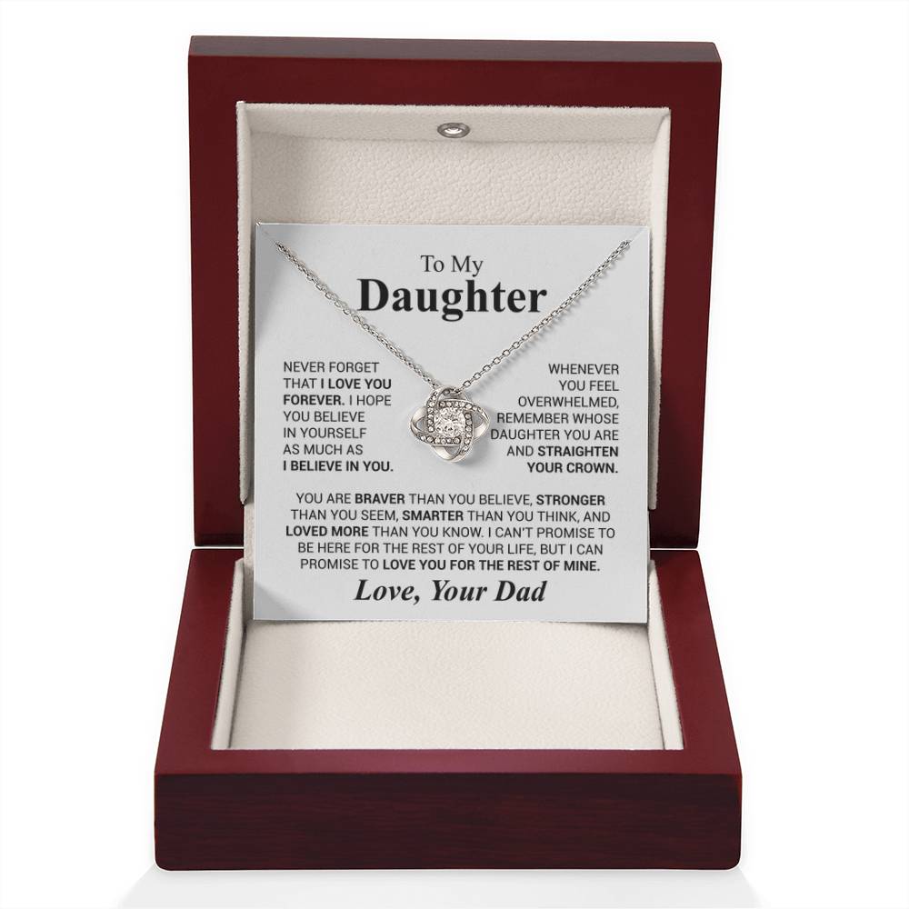 To My Daughter Necklace - Heartwarming Gift from Dad for Daughter’s Birthday & Meaningful Achievements - Love Knot Necklace - Personalize Memories