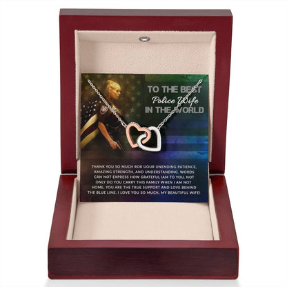 To My Beautiful Police Wife - Interlocking Hearts Necklace - Personalize Memories