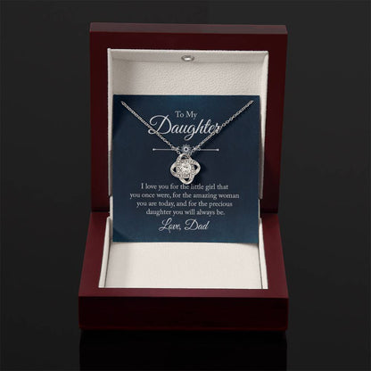 To My Daughter Necklace from Dad – Daughter Gift for Birthday Graduation Achievements – Love Knot Necklace - Personalize Memories