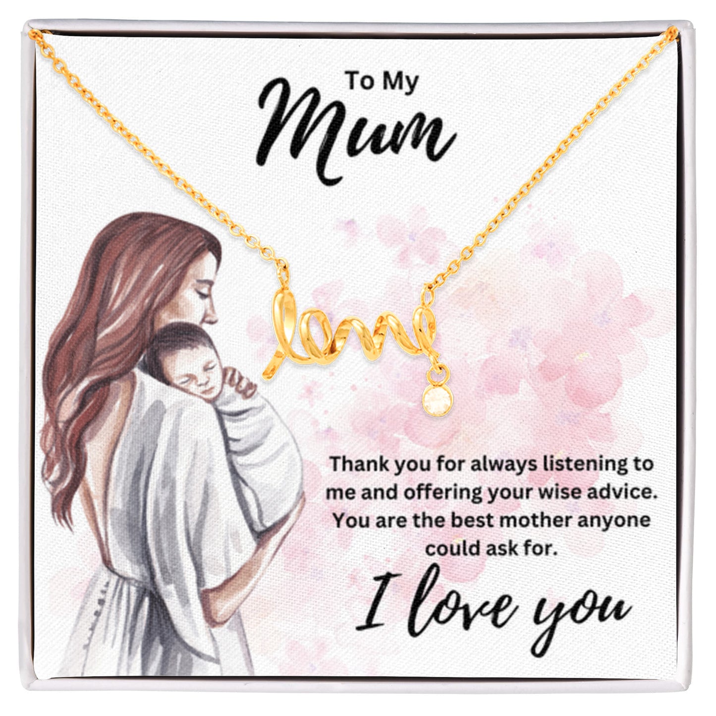 To My Mum - I Love You - Scripted Love Necklace - Personalize Memories