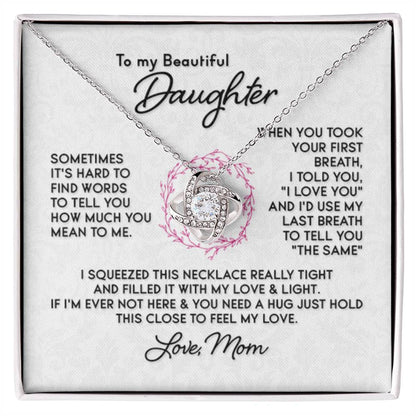 To My Daughter Necklace – Jewelry Gift for Daughter from Mother – Love Knot Necklace - Personalize Memories