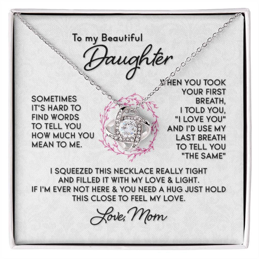 To My Daughter Necklace – Jewelry Gift for Daughter from Mother – Love Knot Necklace - Personalize Memories