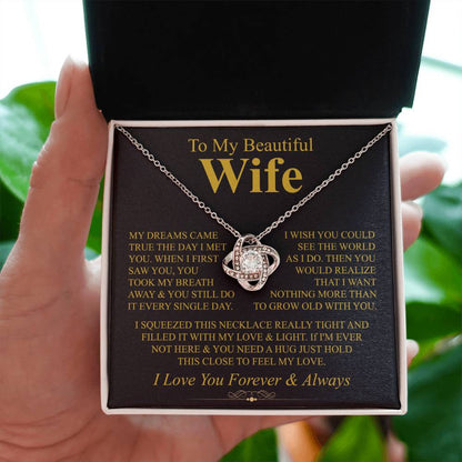 To My Beautiful Wife - I Love You Forever & Always - Love Knot Necklace Gift for Her - Personalize Memories