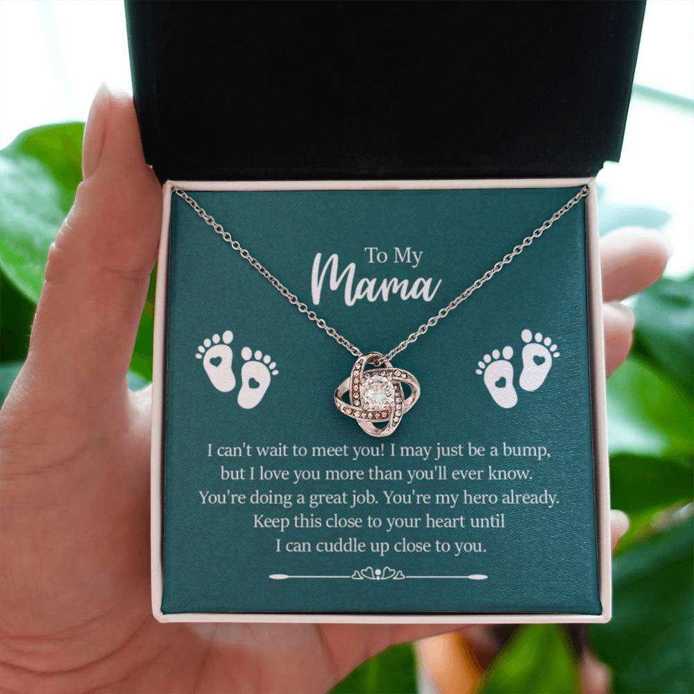 To my mama - I can't wait to meet you New Mom - Love Knot Necklace - Personalize Memories