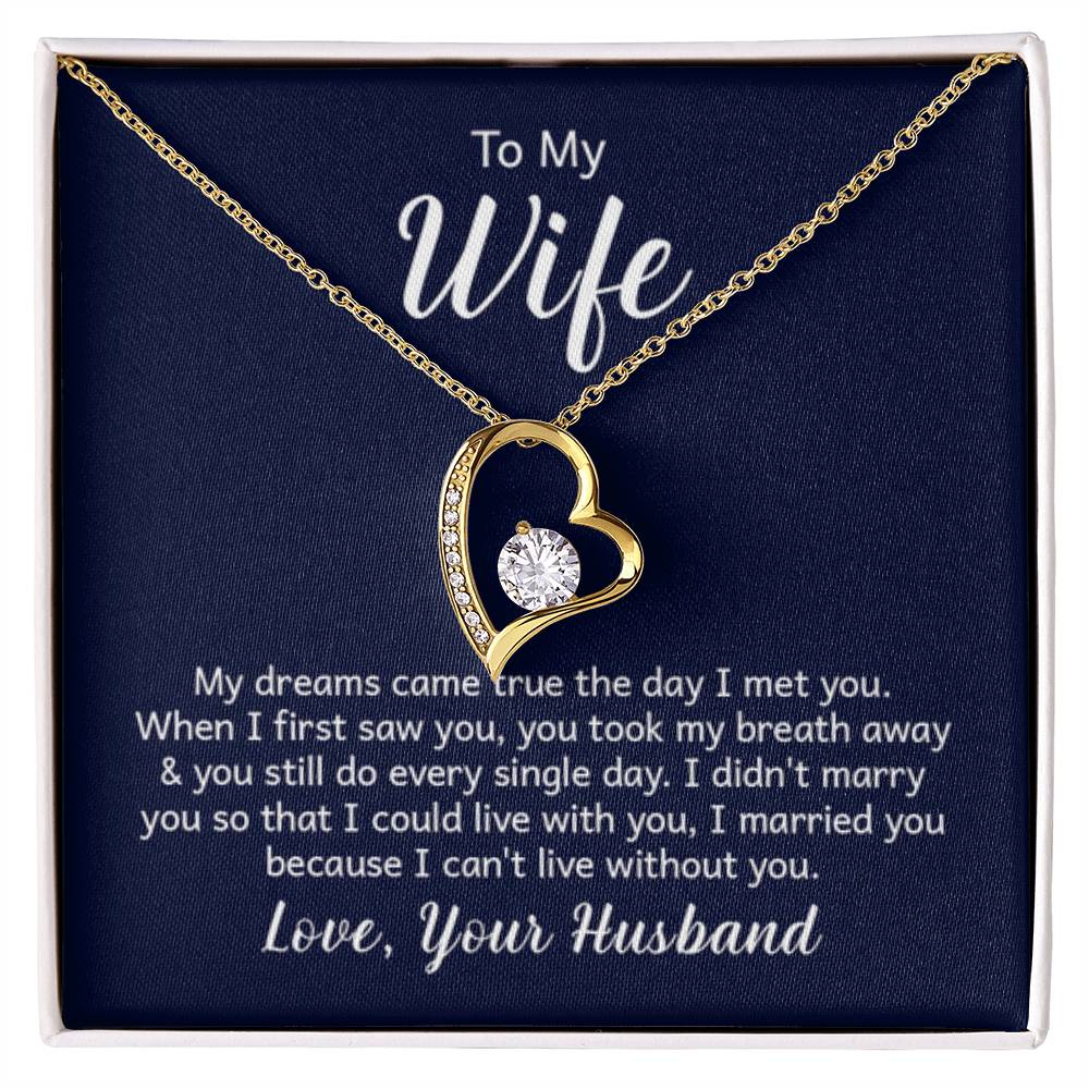 To My Beautiful Wife Necklace - Romantic Anniversary & Valentine’s Day Jewelry Gift from Husband to Wife - Forever Love Necklace - Personalize Memories