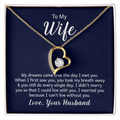 To My Beautiful Wife Necklace - Romantic Anniversary & Valentine’s Day Jewelry Gift from Husband to Wife - Forever Love Necklace - Personalize Memories