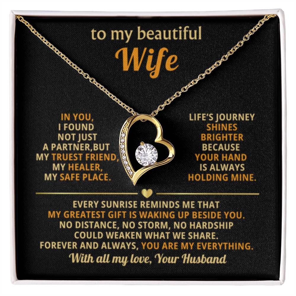 To My Beautiful Wife Necklace - Sentimental Birthday Gift from Husband, Romantic Jewelry for Valentine’s Day & Holidays - Forever Love Necklace - Personalize Memories