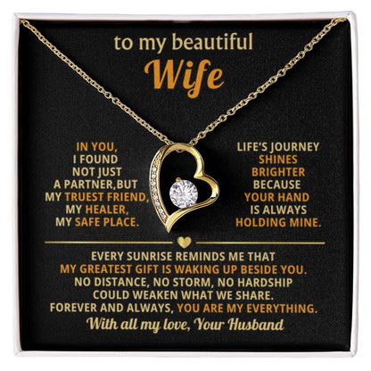 To My Beautiful Wife Necklace - Sentimental Birthday Gift from Husband, Romantic Jewelry for Valentine’s Day & Holidays - Forever Love Necklace - Personalize Memories