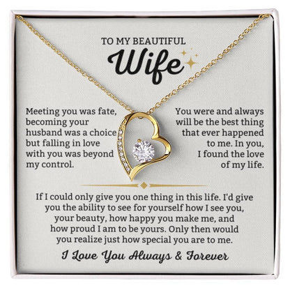 To My Beautiful Wife Necklace - Loving Husband Gift for Christmas, Valentine’s Day & Birthday Celebrations - Forever Love Necklace - Personalize Memories