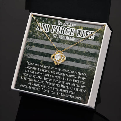 To The Best Air Force Wife In The World - Heartfelt Jewelry from Husband - Love Knot Necklace - Personalize Memories