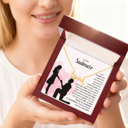 To My Soulmate Necklace - Romantic Soulmate Gift for Her for Christmas & Holiday Gifting - Scripted Love Necklace - Personalize Memories