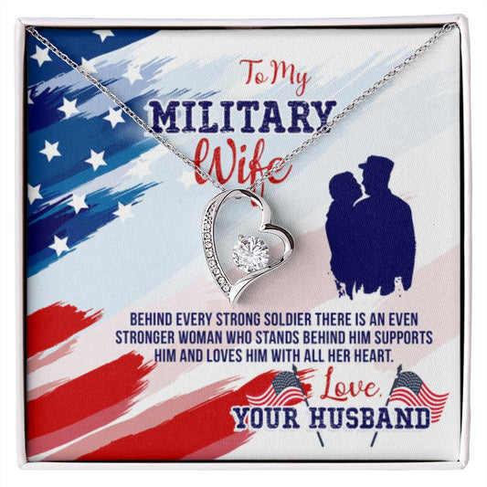 To My Military Wife from Husband - Forever Love Necklace - Personalize Memories
