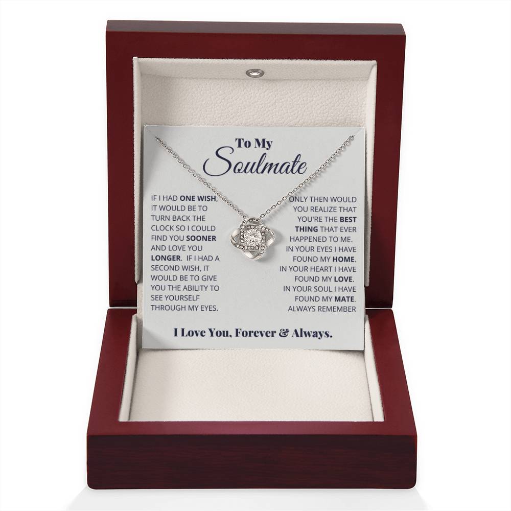 To My Soulmate Necklace - Gift for Celebrating Love on Valentine’s Day & Special Days - Love Knot Necklace - Personalize Memories