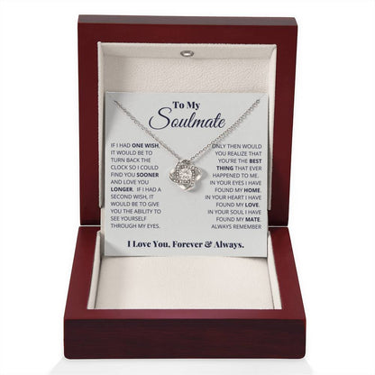 To My Soulmate Necklace - Gift for Celebrating Love on Valentine’s Day & Special Days - Love Knot Necklace - Personalize Memories