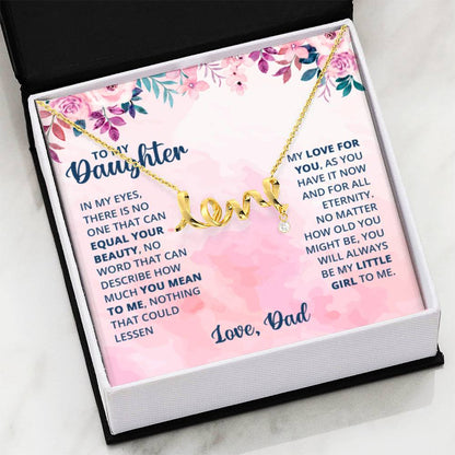 To My Daughter Necklace - Proud Dad to Daughter Jewelry for Birthday, Graduation & Special Celebrations - Scripted Love Necklace - Personalize Memories