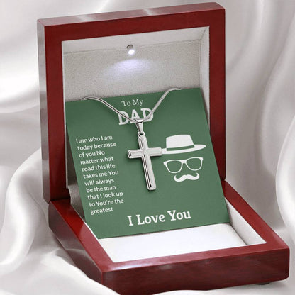 To My Dad Necklace - You're the greatest - Dad Gift from Kids - Artisan Cross Necklace - Personalize Memories