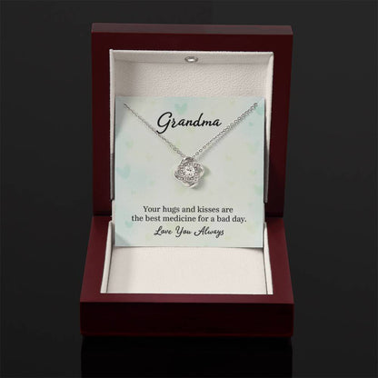 Gift for Grandma - Your Hugs and Kisses Grandma - Love Knot Necklace - Personalize Memories