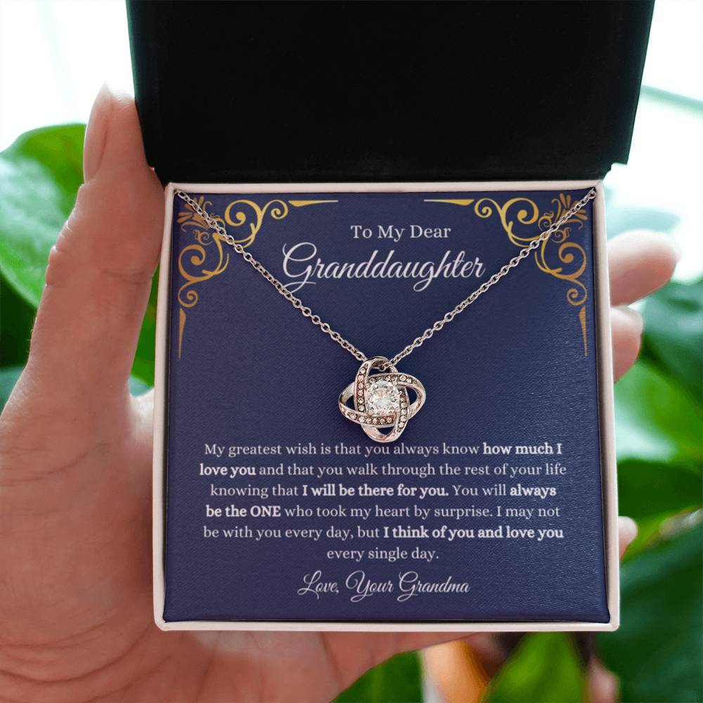 To My Granddaughter Necklace – Christmas Graduation Gift for Granddaughter from Grandma – Love Knot Necklace - Personalize Memories
