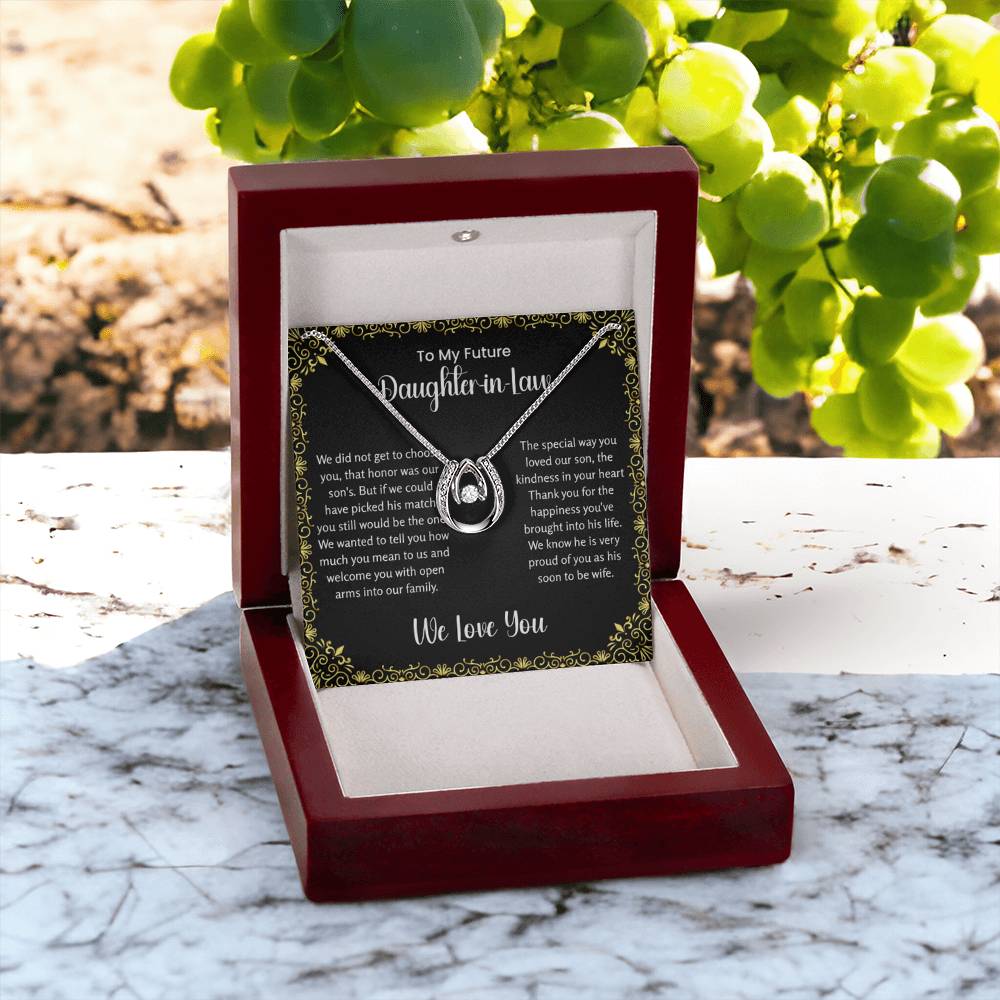 To My Future Daughter In Law - Lucky In Love Necklace - Gift for Bonus Daughter - Personalize Memories