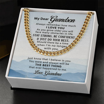 My Dear Grandson - As you grow older - Cuban Link Chain Gift from Grandma - Personalize Memories