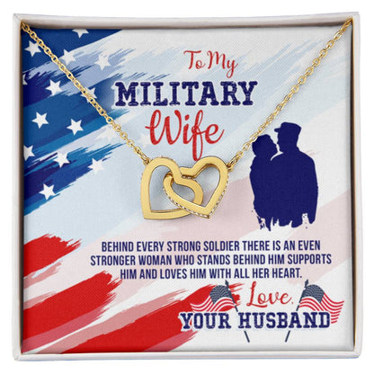 To My Military Wife from Husband - Interlocking Hearts Necklace - Personalize Memories