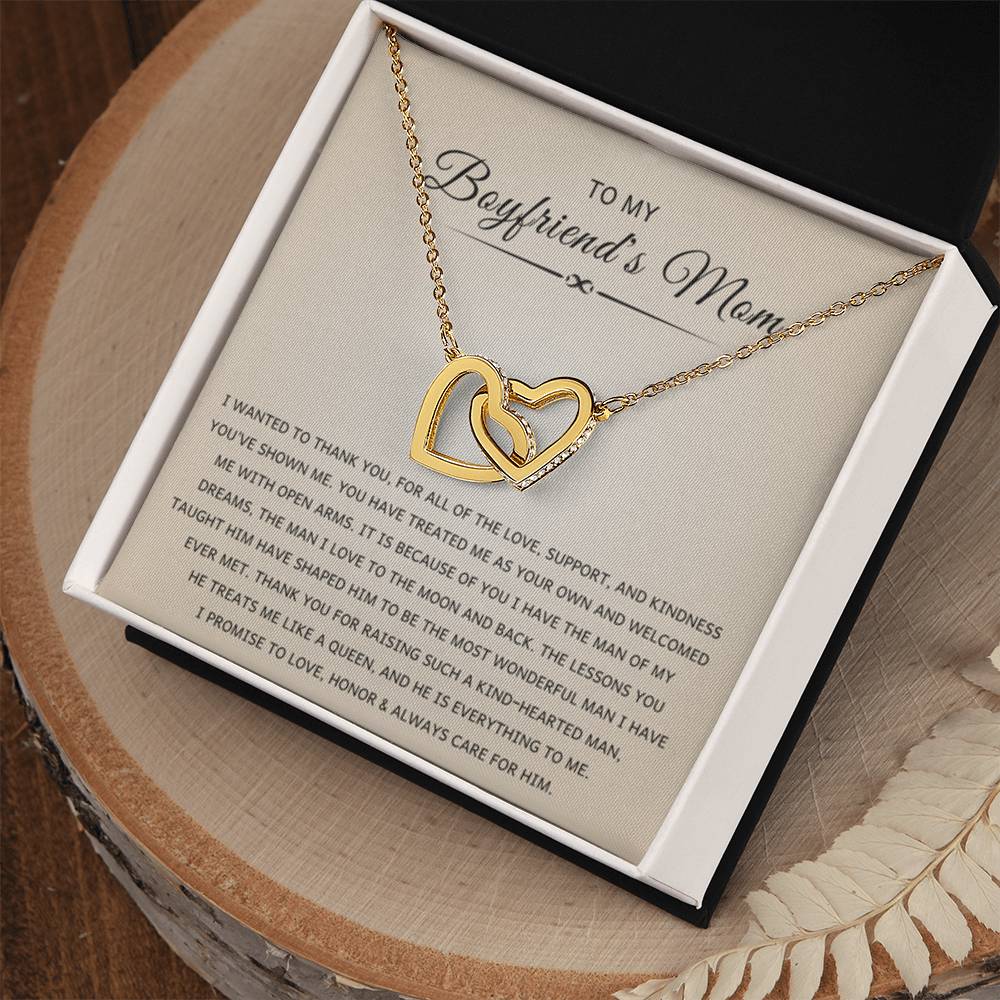 To My Boyfriend's Mom - I wanted to thank you - Interlocking Hearts Necklace - Best Gift for Bf mother - Personalize Memories